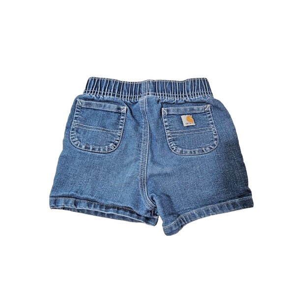 Carhartt Shorts Kids 3T Blue Denim Elastic Waist Casual Workwear Style Casual - Picture 2 of 5
